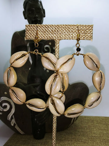 Large Cowrie Shell Circle Earrings