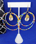 Multi-Colored Circle w/ Cowrie Earrings